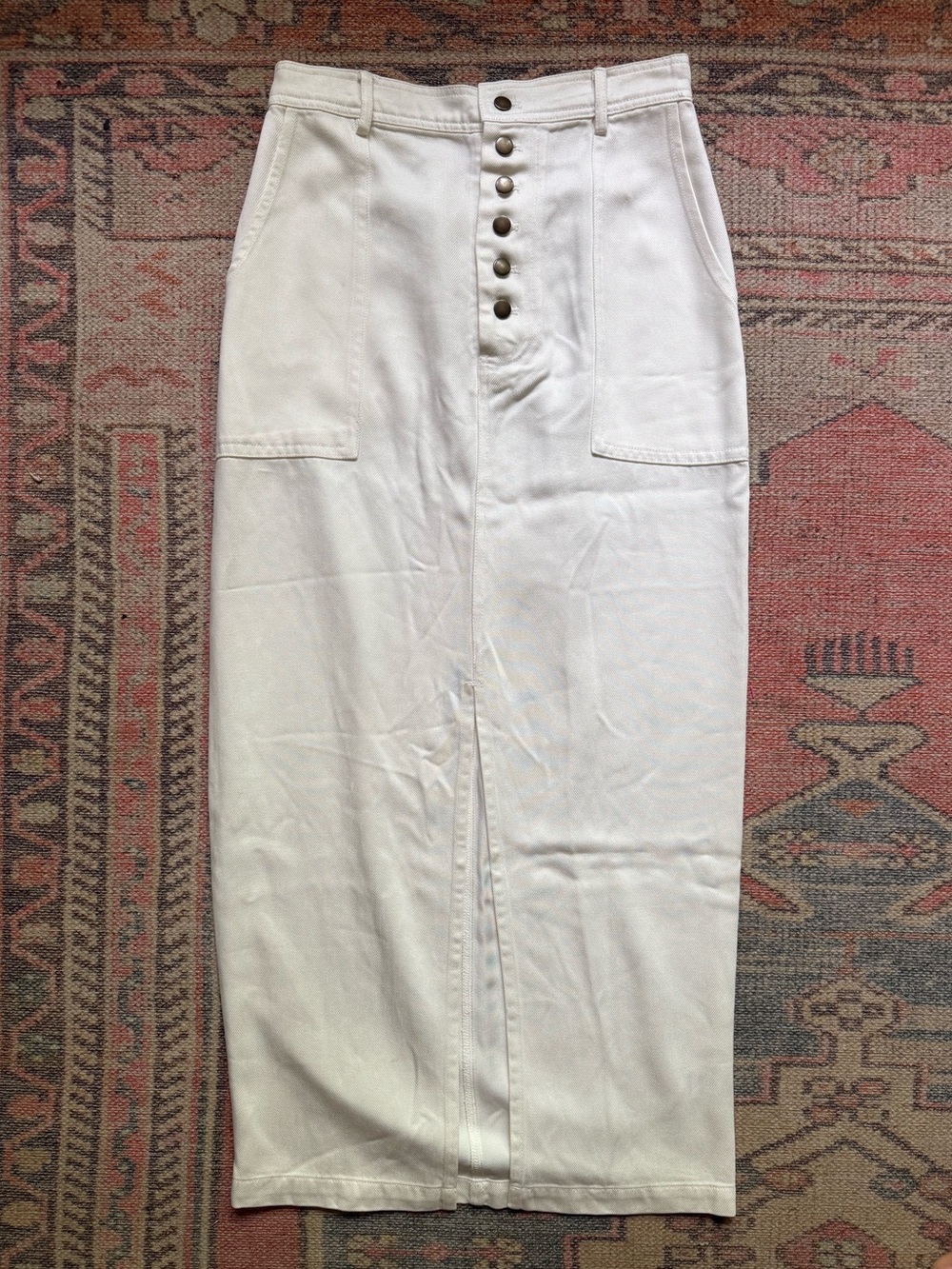 Young Fabulous & Broke Ivory Button Front Maxi Skirt Size S
